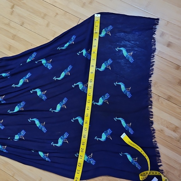 Kate Spade Navy Scarf with Peacock Design - Picture 3 of 4